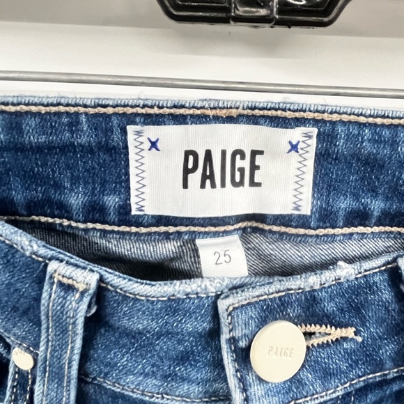 Paige Jeans Womens 25 Blue Medium Wash High Rise Hoxton Ankle Skinny Raw Hem - Picture 2 of 10
